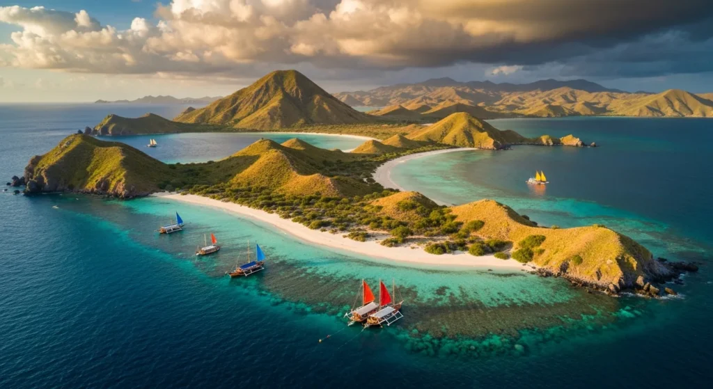 Aerial view of Komodo National Park islands - Komodo Trip
