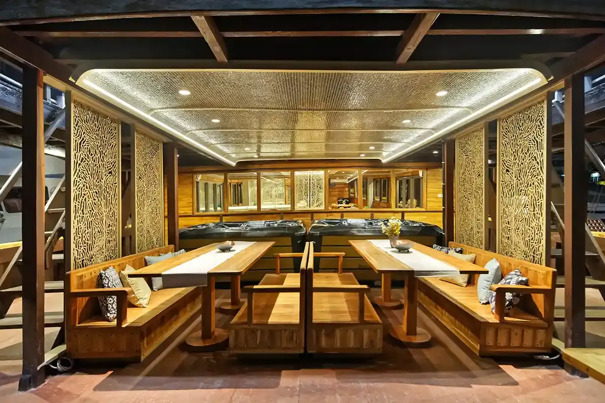 Onboard Alfresco Lounge Mutiara — Komodo National Park, by our operator Komodo Luxury