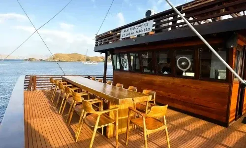 Open Trip Outdoor Dining Area — Komodo National Park, by our operator Komodo Luxury